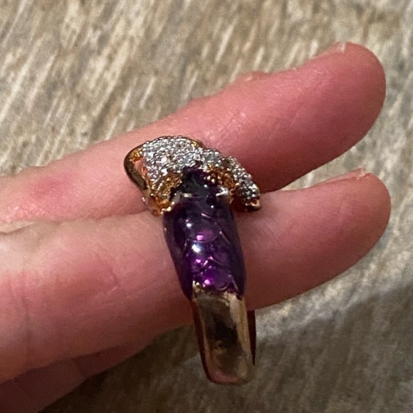 Free People Rhinestone Dragon Ring With Pink Jewel Eyes Rose Gold Color Y2k 10 - Picture 4 of 8